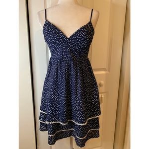 Better B Strapless Blue & White Polka Dot Dress